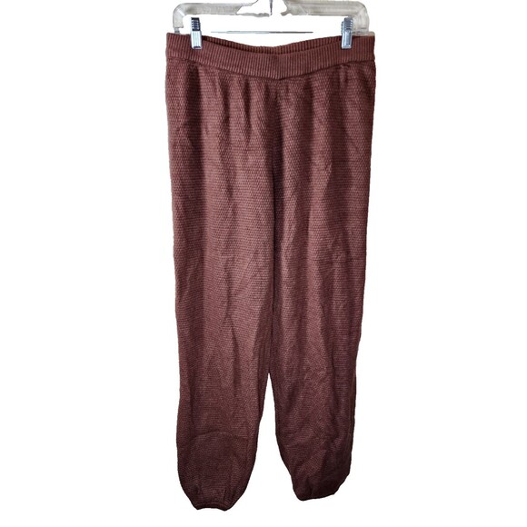 Womens Size L Brown Waffle Knit High Rise Jogger Pants Athleisure - Picture 1 of 4